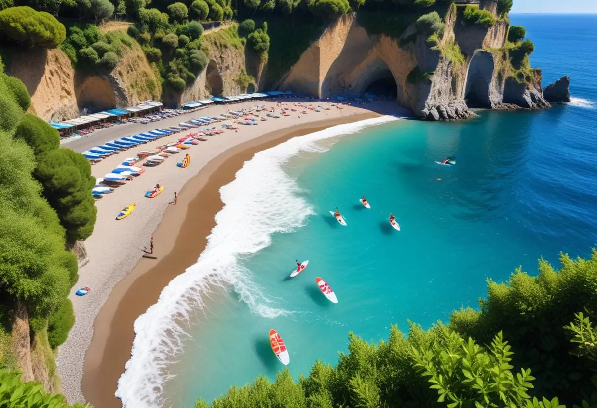Surfing och vattensporter i Sorrento illustration